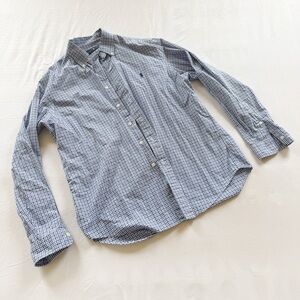 Ralph Lauren Men's Button Up Shirt Sz L Blue Plaid Cotton